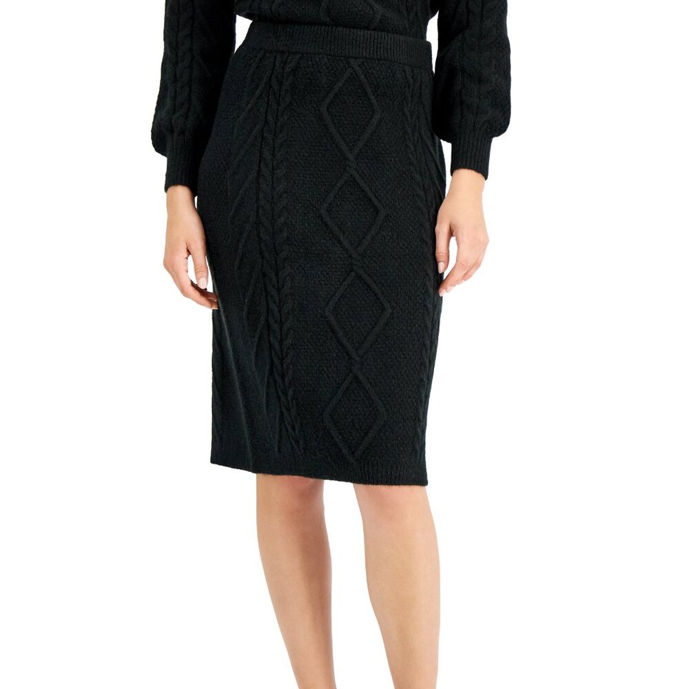 Charter Club Women Pencil Sweater Skirt (Large, Deep Black)